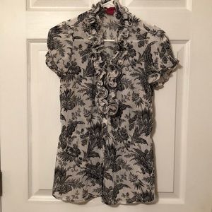 Sunny Leigh Ruffled Black and White Shirt